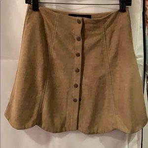 Suede Button Skirt